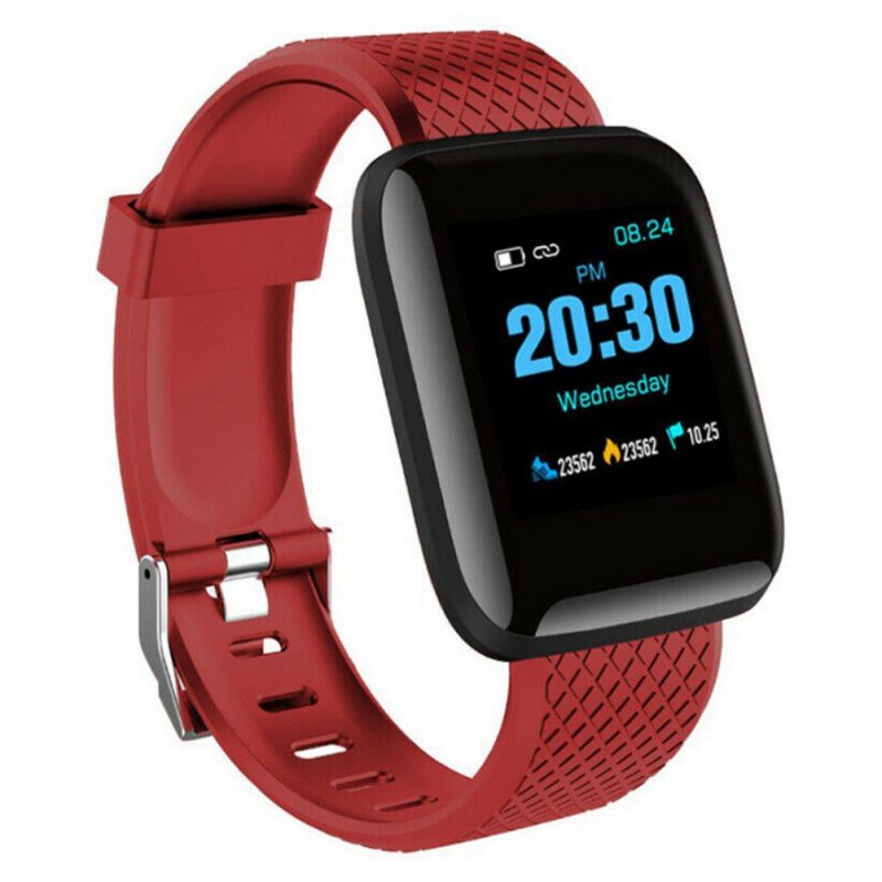 116plus Smart Watch Heart Rate Blood Pressure IP67 Waterproof Pedometer Sport Sleep Monitor Smart Wristband: Red