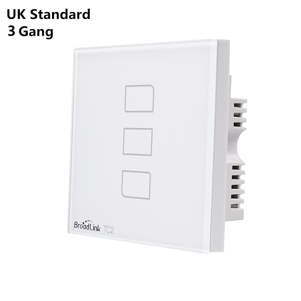 Broadlink wifi switch  tc2 lyskontakt væg uk eu touch panel 1/2/3 gang rm pro ir + rf fjernbetjening til alexa google home ifttt: Uk standard 3 bande