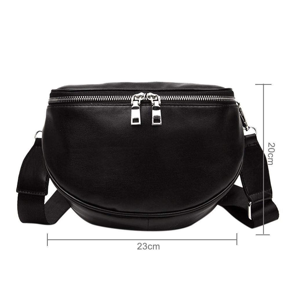 Pu Lederen Taille Verpakking Vrouwen Buiten Toevallige Riem Schouder Rits Crossbody Borst Bag