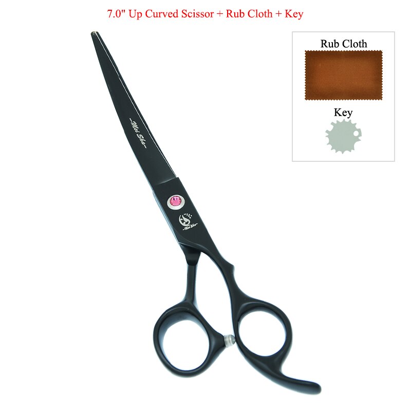 7.0" Japanese Steel Dog Grooming Scissors Curved Cutting Shears 40% Cut Rate Thinning Tesouras Pet Suppliers B0033A: B0033A-05-70