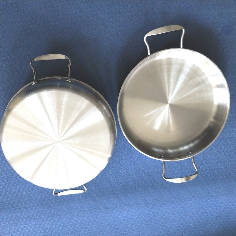 28cm European double handle frying pan. Multi-purpose pan with magnetic thickening flat. Induction cooker of steel handle.