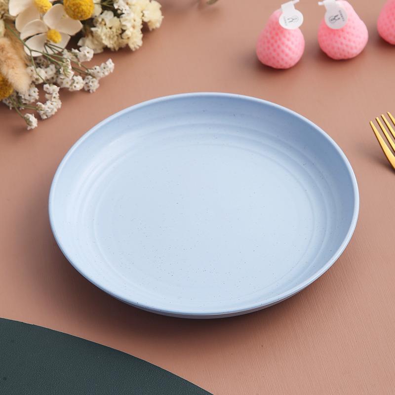 Ronde, met tarwevezels versierde plastic eettafelborden, herbruikbare dessertborden voor kamperen en picknicks, fruitborden, dinerborden, keukenbenodigdheden groothandel
