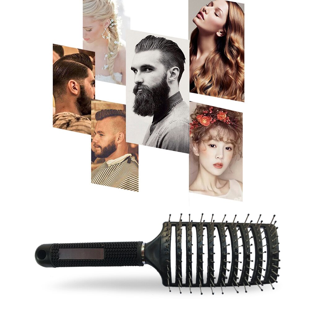 Vrouwen Mannen Haar Hoofdhuid Massage Kam Varkenshaar En Nylon Haarborstel Natte Krullend Ontwarren Haar Borstel Voor Salon Kappers Styling Tools