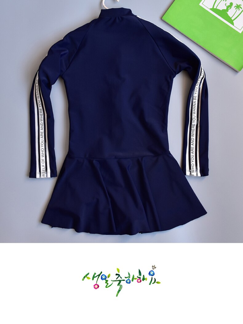 Tiener 10 Jaar Meisjes Rash Guard One Piece Lange Mouwen Rok Badmode Sport Rits Effen Surfen Badpakken Rashguard
