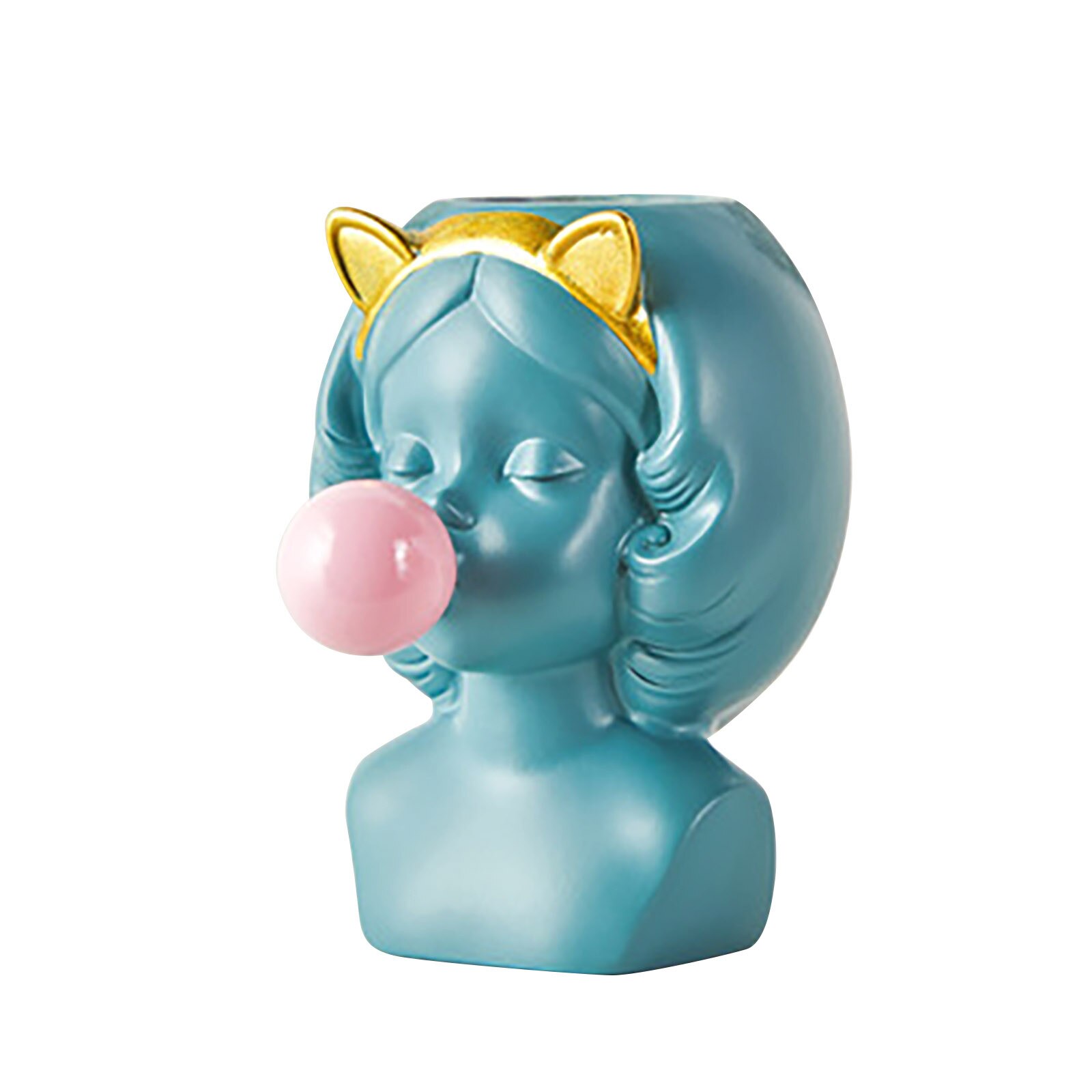 1/3Pc Meisje Bellen Blazen Vaas Novelty Cute Girl Succulent Planters Pot Desktop Vaas Decoratie Home Decor Micro landschap Ваза: 1 cat blue