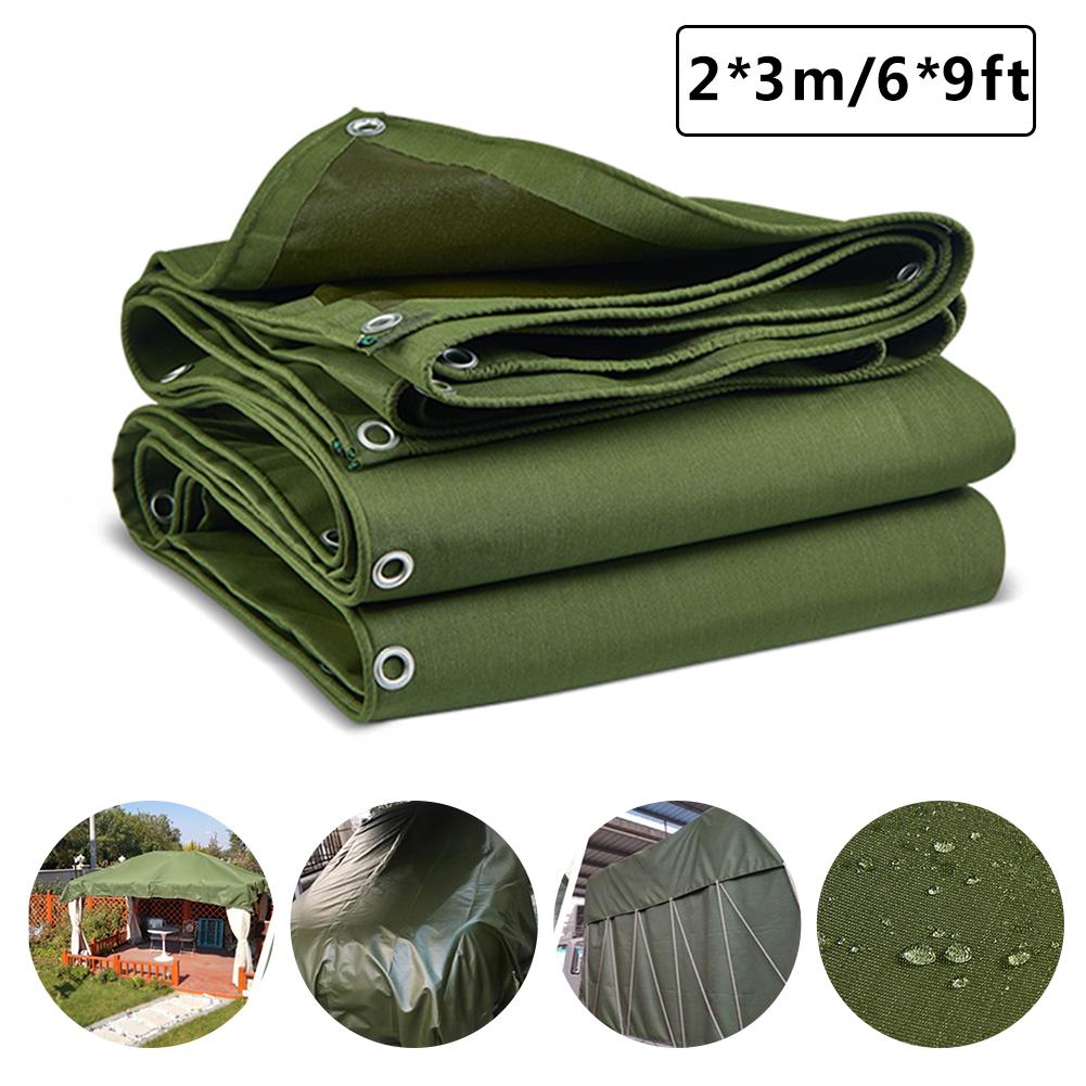 2*3m Heavy Duty Army Green Canvas Tarp Tarpaulin Sunshade Sun Blocked Waterproof Dustproof Outdoor Shelter Awning Accessories