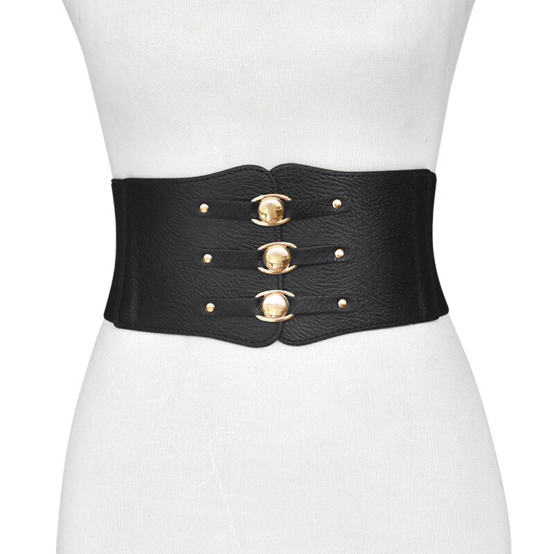 Ladies Super Wide Belt Vintage Women PU Leather Slimming Body Waistband High Waist Elastic Corset Belts For Dress
