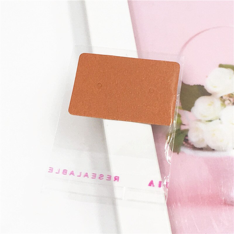 200Pcs 2.5x3.5cm Paper Earring Packaging Cards Multi-style Ear Studs Packaging Card Jewelry Display Card With OPP Bags: Beige