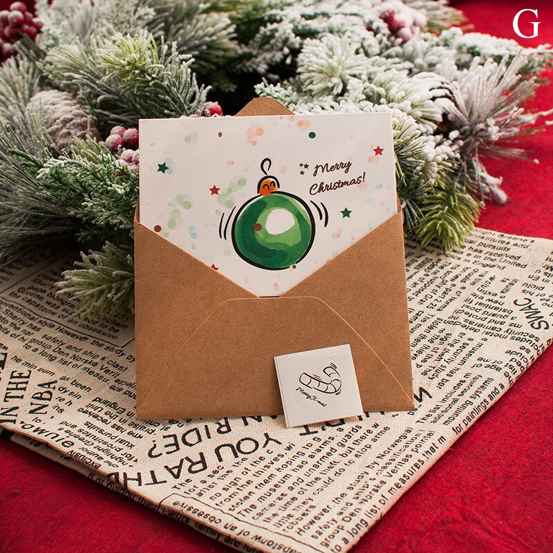 Small Fresh Merry Christmas Card Thanksgiving Blessing Cards Hollow Three Fold Simplicity Festival Greeting Card Sets: G