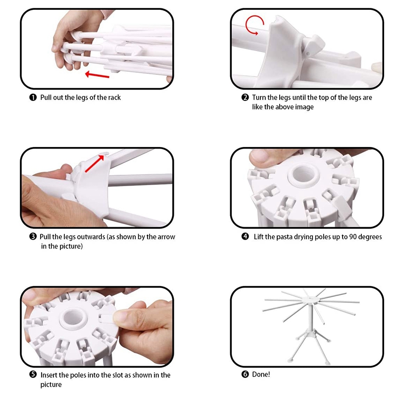 Stendino per pasta, supporto per asciugare la pasta pieghevole, supporto per asciugatrice per spaghetti a 10 bracci per pasta fresca fatta in casa