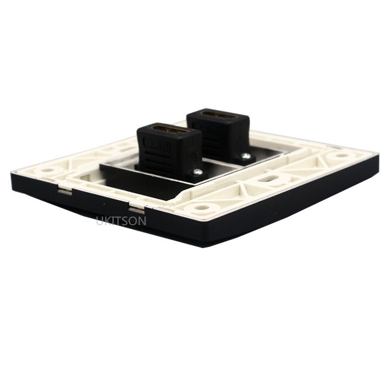 2 porte sort farve hdmi frontplade 86mm high definition multimediegrænsefladestik til dvd hd tv projektor stik vægpanel