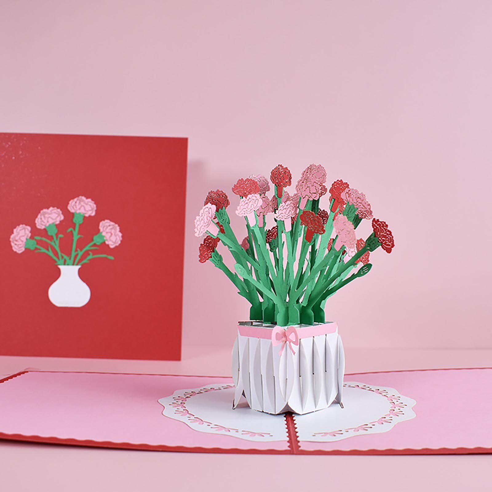 Carte de vœux Pop-up à fleurs 3d, 3G, pour fête des mères, fête des pères, remise de diplôme, mariage, anniversaire, bien-être, compassion