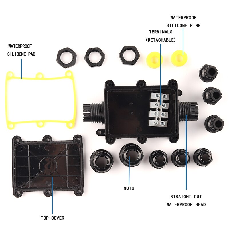 2/3/4/5/6 Way IP68 45A/450V Outdoor Waterproof Cable Connector Junction Box With Terminal Block For Wire Accessories