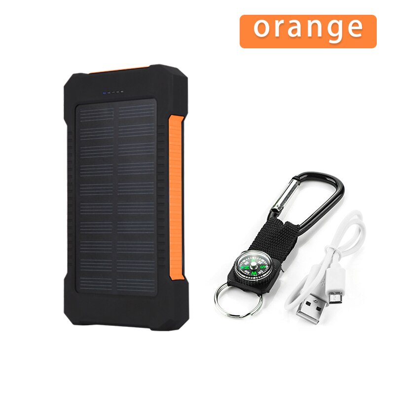 30000mAh banca di energia solare pannello solare Powerbank batteria USB impermeabile ricarica caricabatterie esterno a LED per iPhone Samsung phone: Arancione