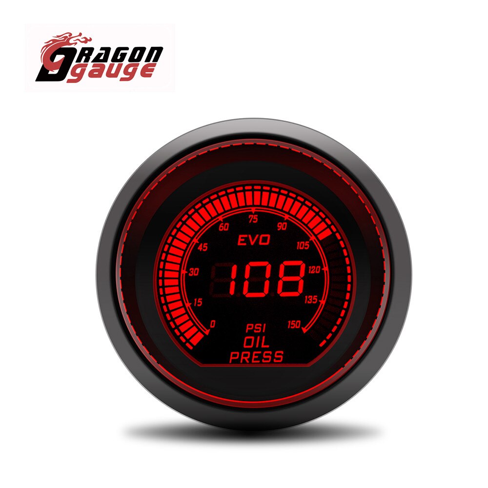 DRAGON GAUGE 52mm Tachometer Voltage Water Temp Oil Temp Oil Press Boost Vacuum Air Fuel Ratio Exhaust Temp LED Digital Display: Brown