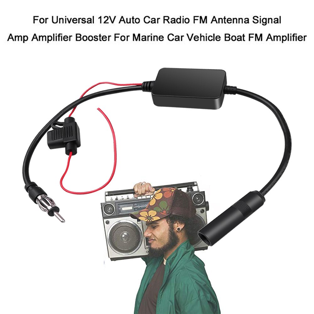 Kebidumei universel 12V Auto voiture Radio FM antenne Signal amplificateur amplificateur Booster pour voiture Marine véhicule FM amplificateur 88-108MHz