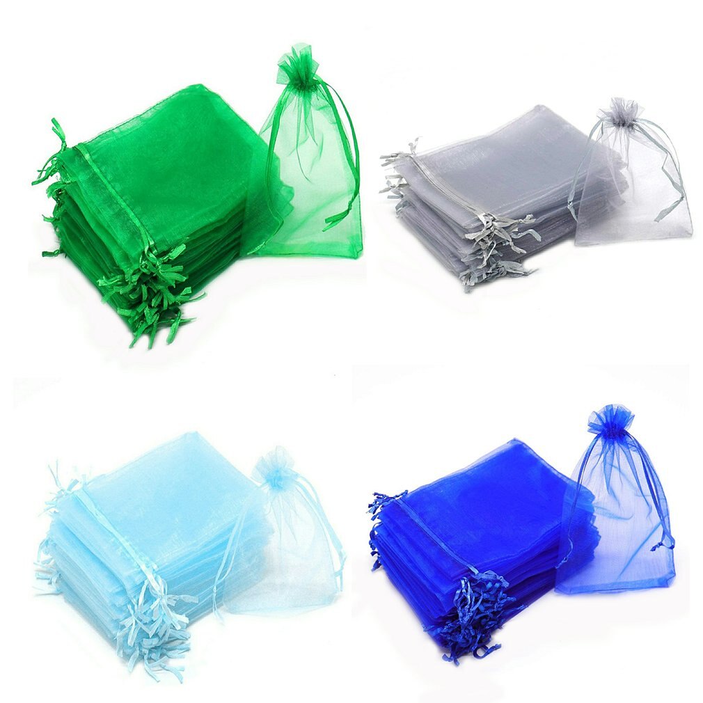 100pcs/lots 7x9cm Organza Kordelzug Taschen Schmuck Paket Taschen Garn Beutel Weihnachten/Hochzeit gefälligkeiten Und