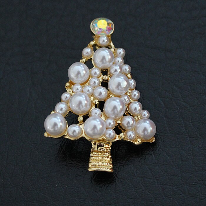 Merk legering parel kraal kerst kerstboom badge