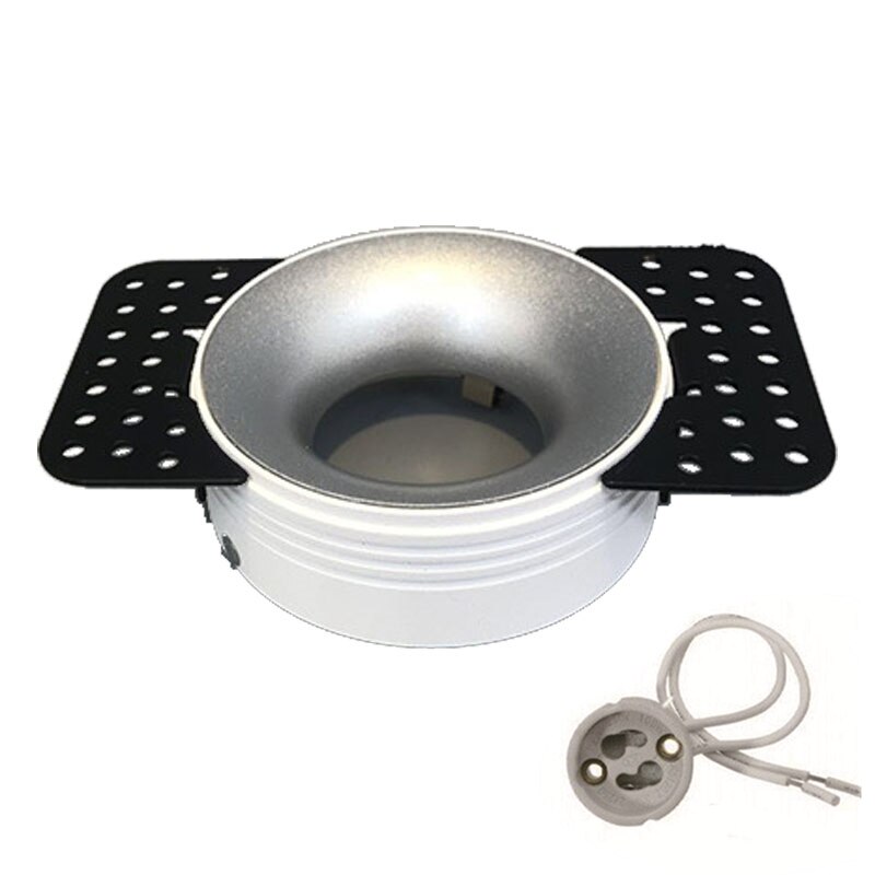 Round Recessed Ceiling Mount Downlight Frame Bracket LED MR16/GU10 Lamp Socket Holder Base Rimless Spot Lighting Fitting Fixture: Silver / GU10