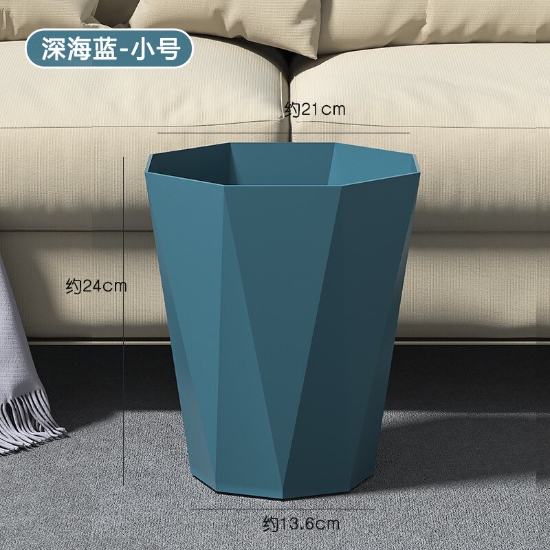 Cubo de basura de plástico para el hogar y la Oficina, papelera de almacenamiento Irregular, sin tapa, de estilo nórdico: dark blue-small