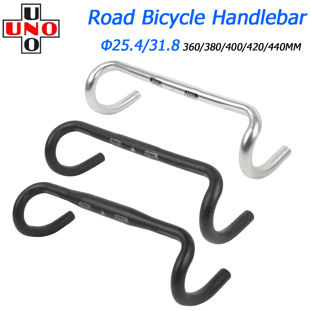 Manillar de bicicleta de carretera de carreras ultraligero UNO, barra doblada de 25,4/31,8 MM 360/380/400/420/440/460MM 6061, manillar de vástago de aleación de aluminio