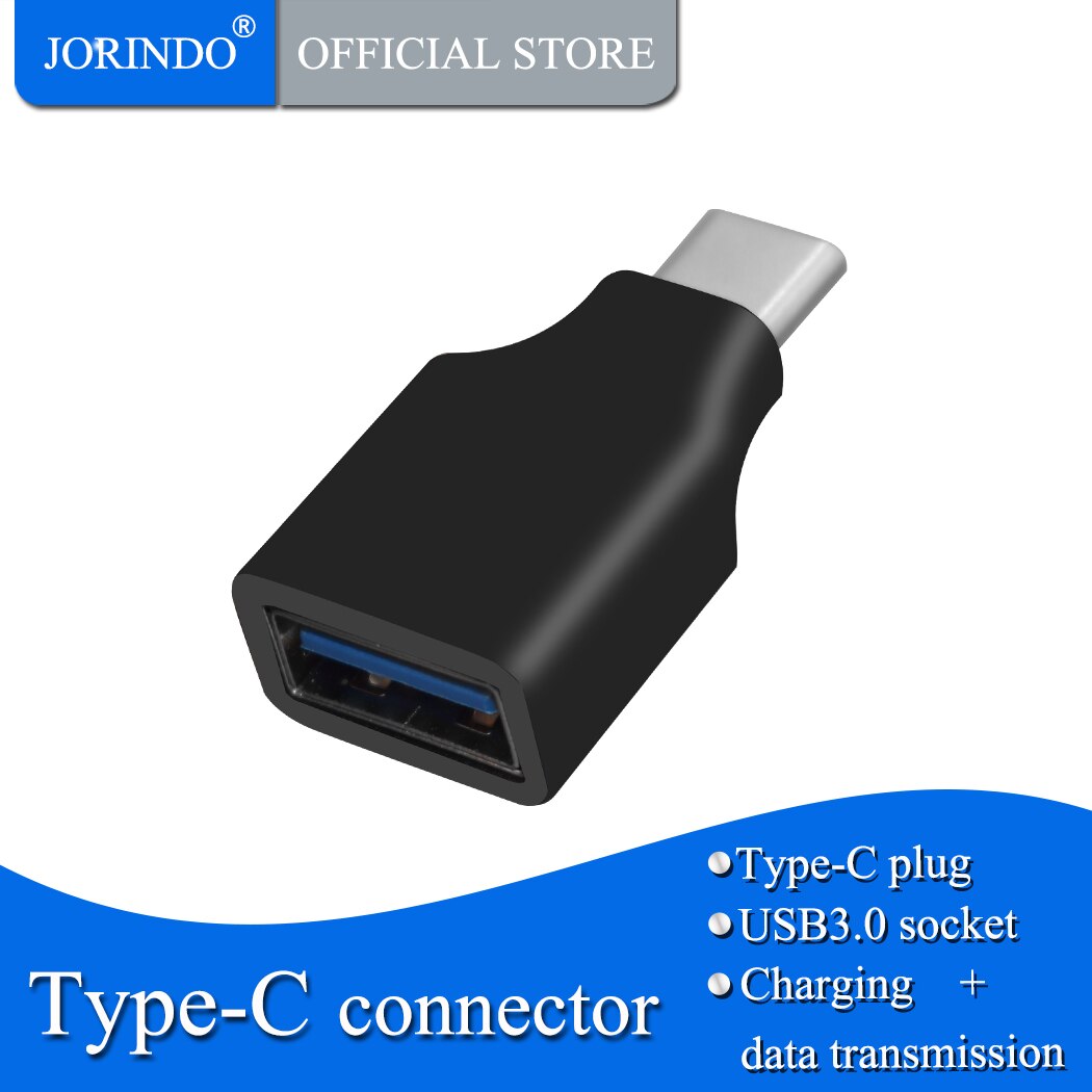 Jorindo USB-C Stekker Naar USB-A Vrouwelijke Jack Data Transfer Converter, USB-A Stekker Naar Type-C Vrouwelijke Jack Opladen Connector