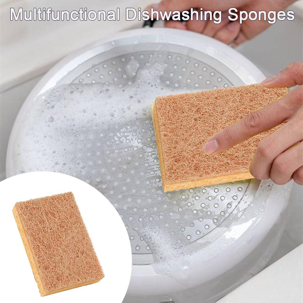 Dishwashing Sponges Multifunctional Kitchen Tool Compound Scouring Natural Wooden Multifunctional Pulp Cotton Sponge Dishwashing