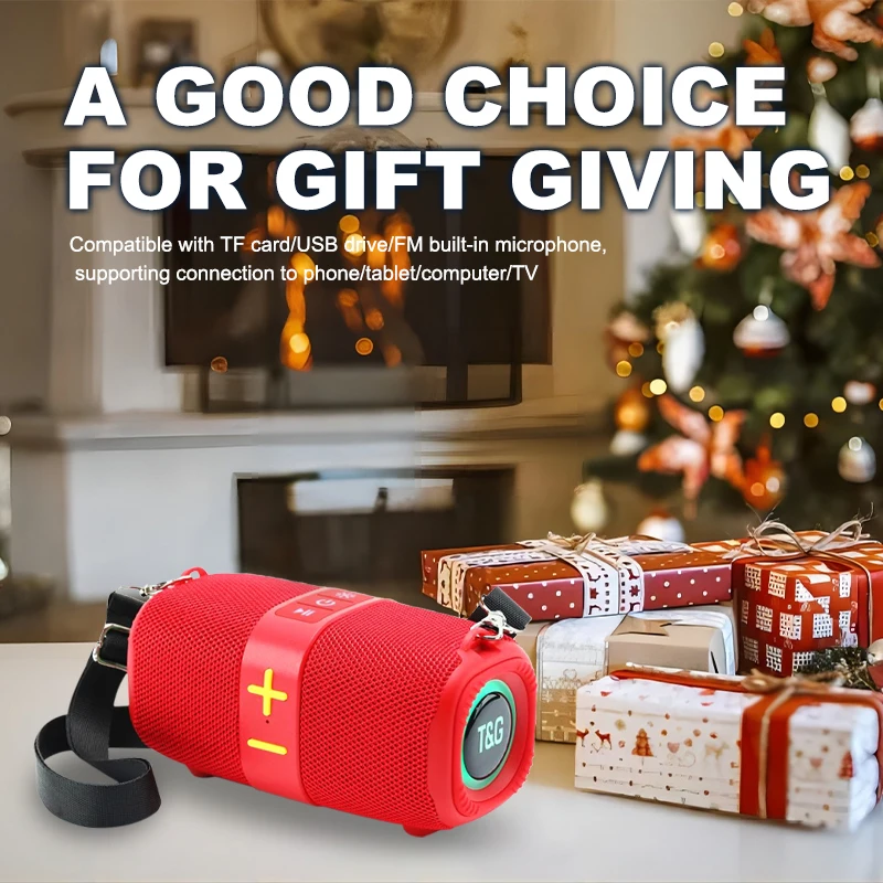 T&G TG667 Altavoz Bluetooth portátil con luz LED cruzada para exteriores, nivel de apariencia pequeño y alto, Compatible con USB/AUX/TF/FM