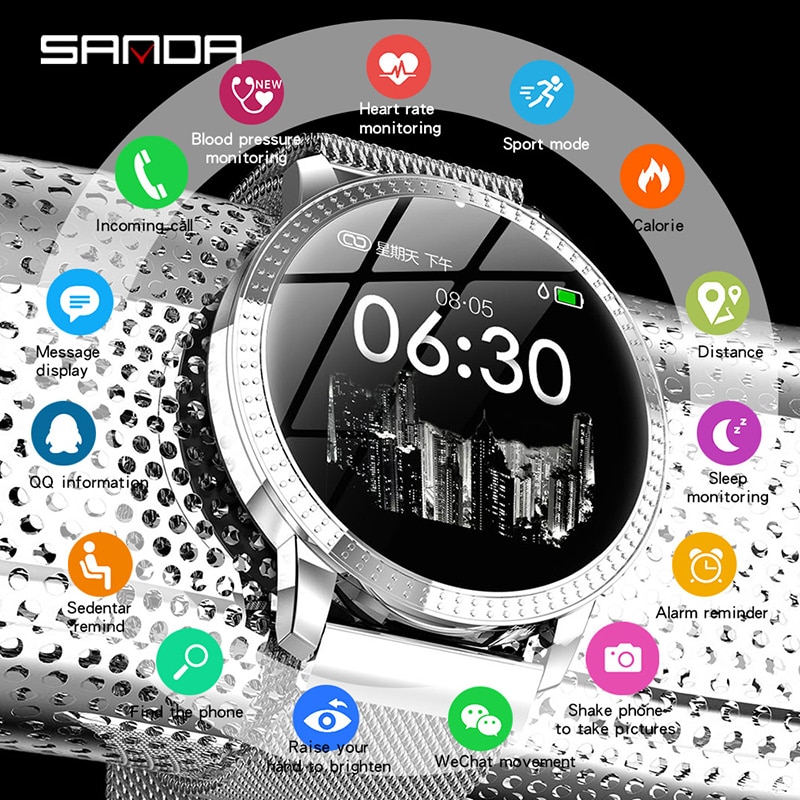 BINSSAW Luxury SmartWatch IP67 Waterproof Heart Rate Monitor Blood Pressure Fitness Tracker Men Women Smartwatch For IOS Android