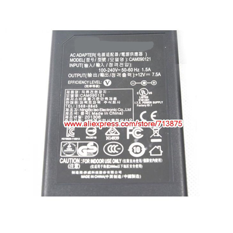 Genuine 90W Charger 12V 7.5A AC Adapter for CWT Channel Well Technology Limited CAM090121 5.5x2.1mm Tip Power Supply