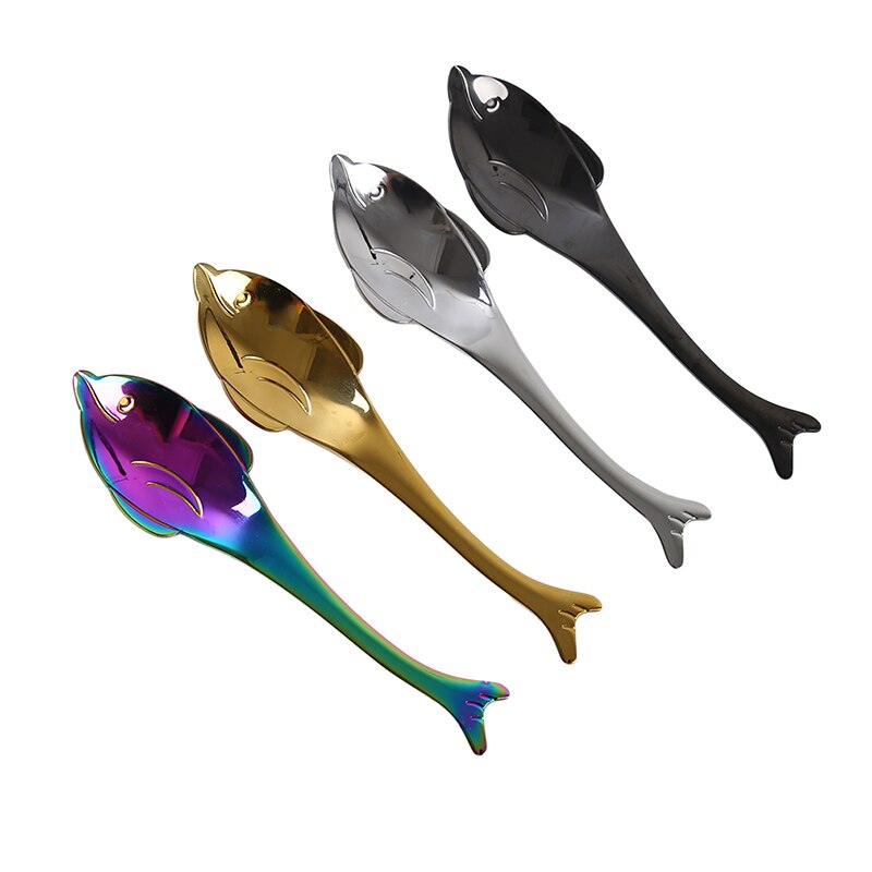 Multicolor Household Coffee Milk Stirring Spoon Stainless Steel Cutlery Dolphin Shape Teaspoon Kitchen Accessories
