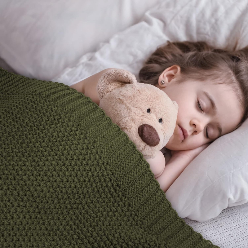 Inyahome-olivgrön pläd, mjuk, mysig kabelstickad filt för säng och soffa, dekorativa julplädar i lantlig stil
