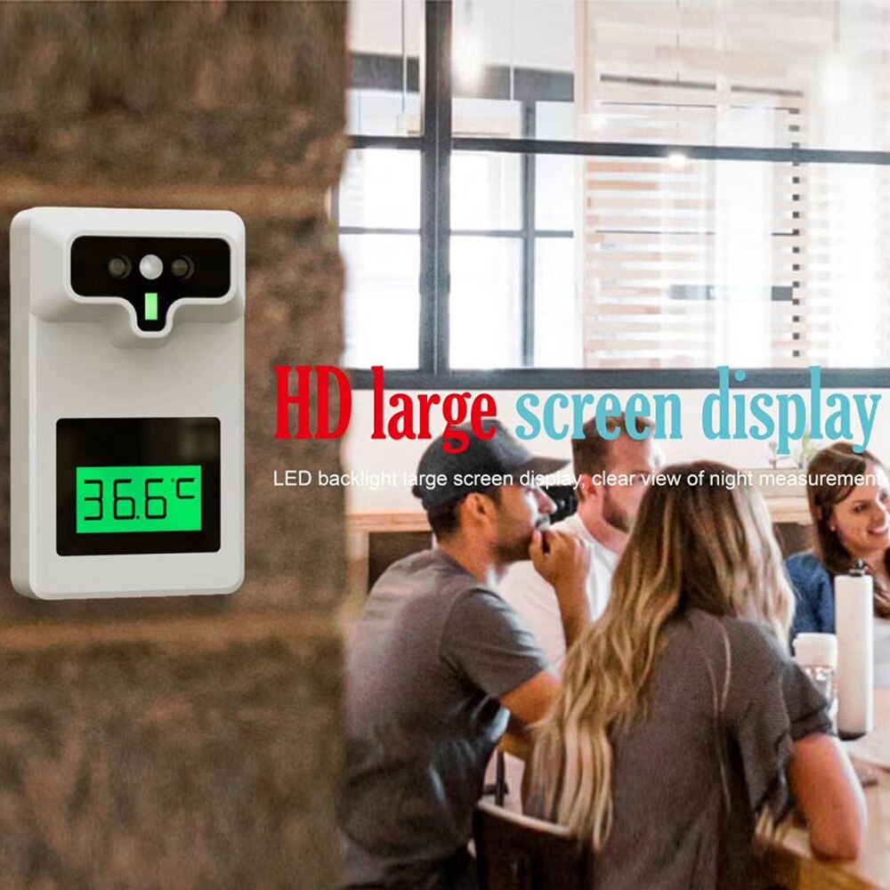 Non-contact Infrared Forehead Thermometer Digital Thermometer Senor Wall Mount Automatic Temperature Alarm LCD office