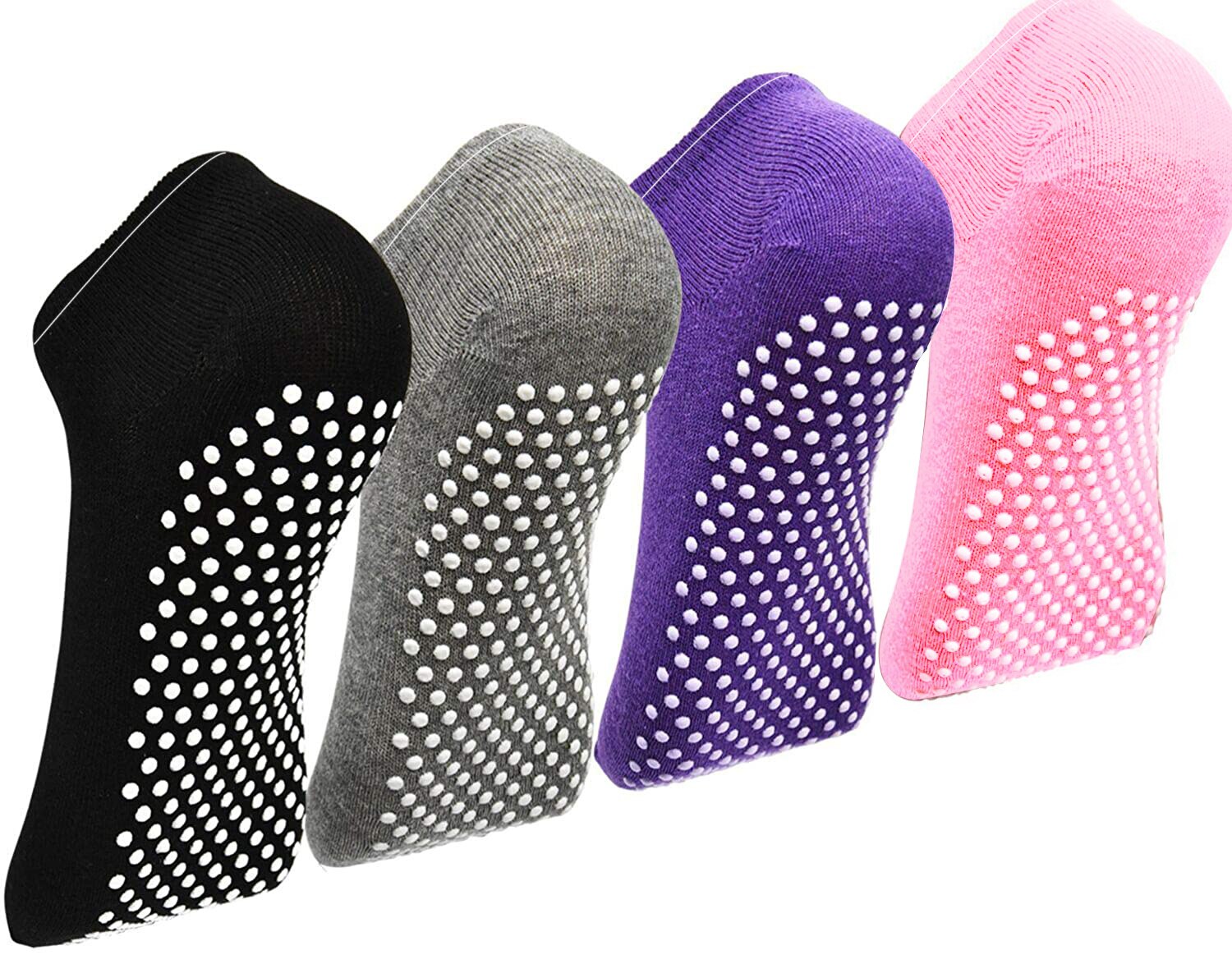 Chaussettes de Yoga pour femmes, lot de 4, antidérapantes, pour Ballet, Trampoline, gymnastique: 4pairs a