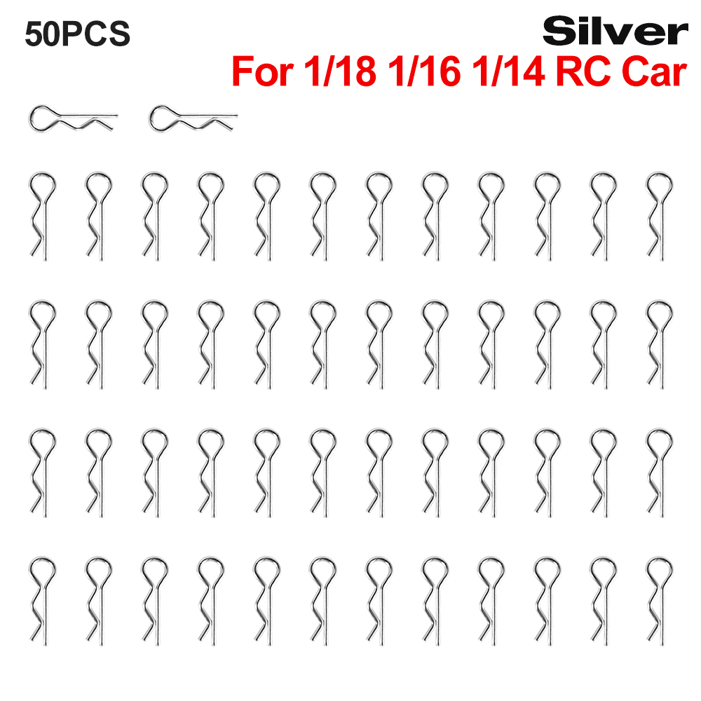 9IMOD 50 Uds Clips de carrocería RC 1/7 1/8 1/10 1/12 1/14 1/16 1/18 hebillas R de Metal coche camión Buggy Shell Pins piezas de coches RC: Morado