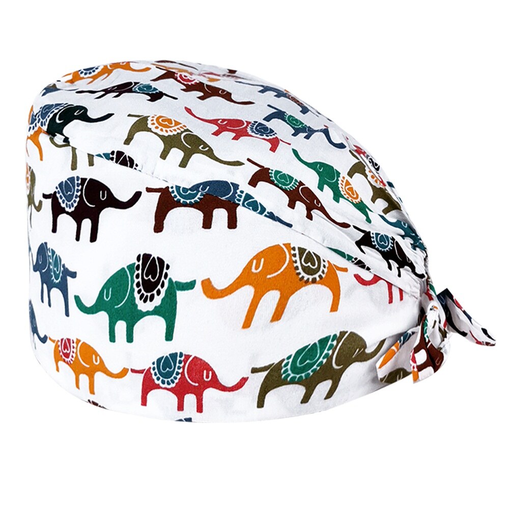 Cartoon dierenpatroon unisex matte petten laboratorium dierenwinkel werk verpleegkundige petten dokter en verpleegster katoenen chirurgische petten: 12074