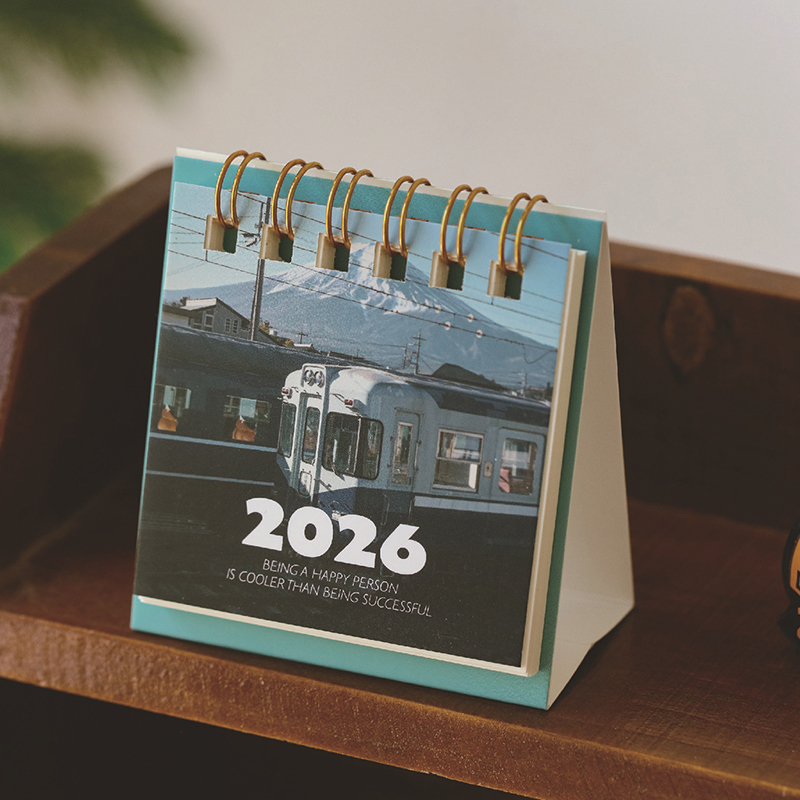 2026 Landschap Mini Bureaukalender Creatieve Spoelplanner Desktop Ornament Kantoorbenodigdheden Decor: Light Grey