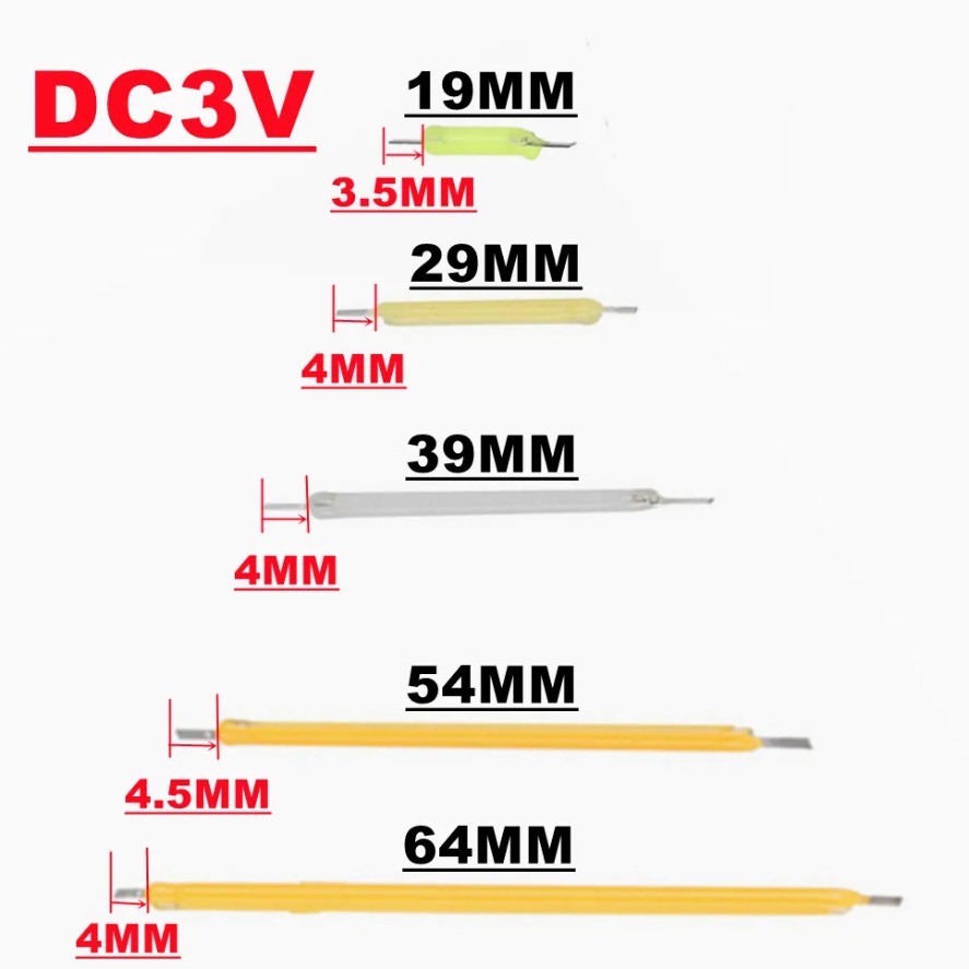 10PCS 3V COB LED Filament Edison Bulb Lamp Parts Incandescent Light Diodes Accessories Multicolour Lighting Decoration