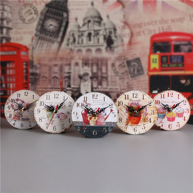 Mini Reloj de pared clásico de madera, colgante Retro, redondo, , estilo europeo, decoración de pared de salón
