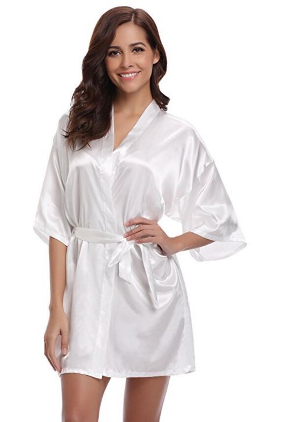 RB032 2018 nowy jedwabny szlafrok Kimono szlafrok kobiety jedwabne szaty dla druhny seksowne granatowe szaty satynowy szlafrok damskie szlafroki
