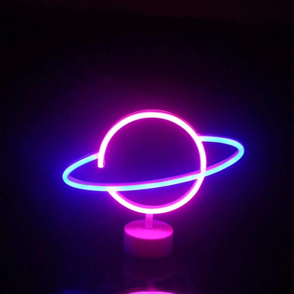 Neon led lampe planet lys tegn til boligindretning natlys fritstående batteristrøm neon lamper dekoration: -en
