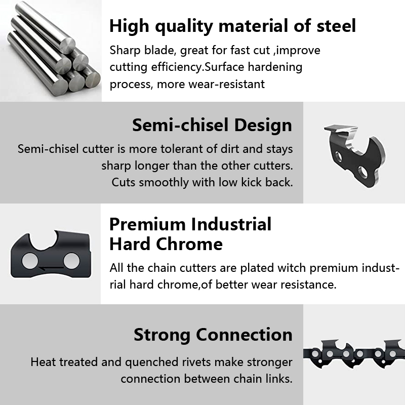 1pc 10/12/14/16/18 Inch Chainsaw Chain 3/8 Pitch Saw Chain 40/45/52/56/59/64 Drive Links For Electric Chainsaw Spare Parts