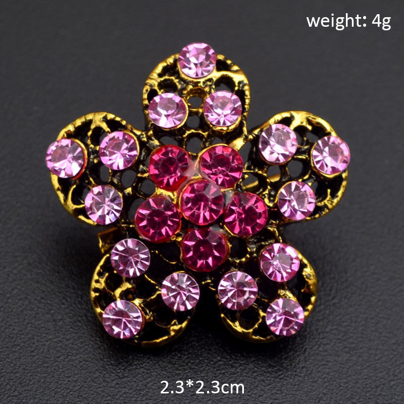 Broche Pin 25 Kleuren Vintage Kleurrijke Crystal Gold Bloemen Rhinestone Broche Pin Badge Diy Strass Accessoires Party Bruiloft: 6