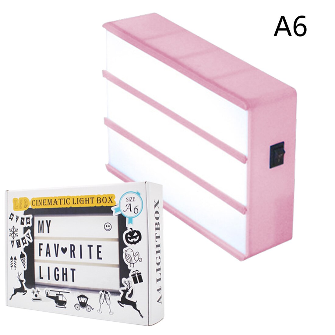 LED Light Box Letters DIY Lightbox Black Letters Cards Combination Night Light A4/A6 White Pink Black USB Powered Cinema Lamp: A6 Pink 90pcs