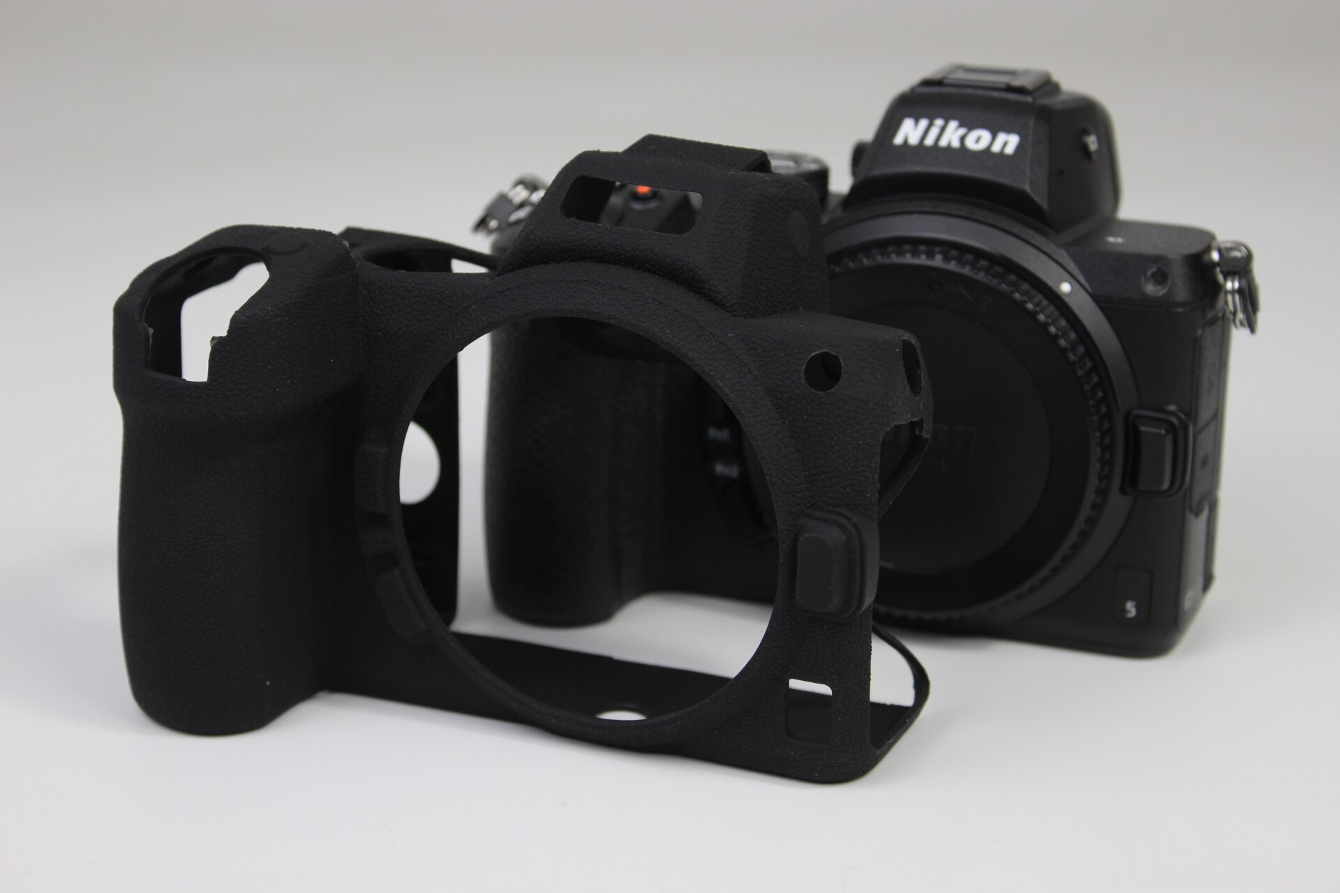 Funda de silicona de goma portátil para Nikon Z5, funda protectora para cámara: Negro