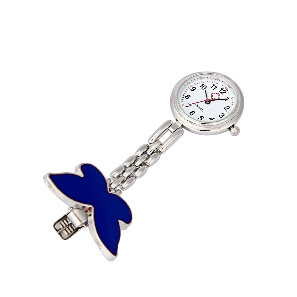 Mode Vlinder Verpleegster Arts Horloges Clip-On Fob Broche Hanger Opknoping Horloge Zakhorloge Relogio Feminino Klok: B