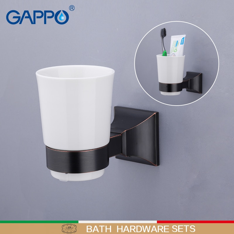 GAPPO Cup Tumbler Houders Messing Single cup glazen houders wandmontage Badkamer accessoires tandenborstel Tand bekerhouder