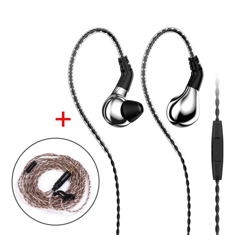 Blon BL-03 10mm Carbon Nanotube Diaphragm High Dynamic HIFI Earphone with detachable Cable zs10 Pro: silver mic cable