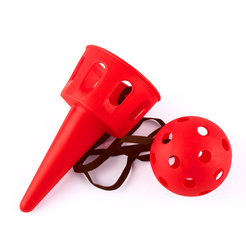 Spaß Ball und Tasse Spielzeug Set für Kinder im Freien werfen und fangen Ball Spiel Spielzeug Softball für Anfänger Kinder Motorik Spielzeug: Rot