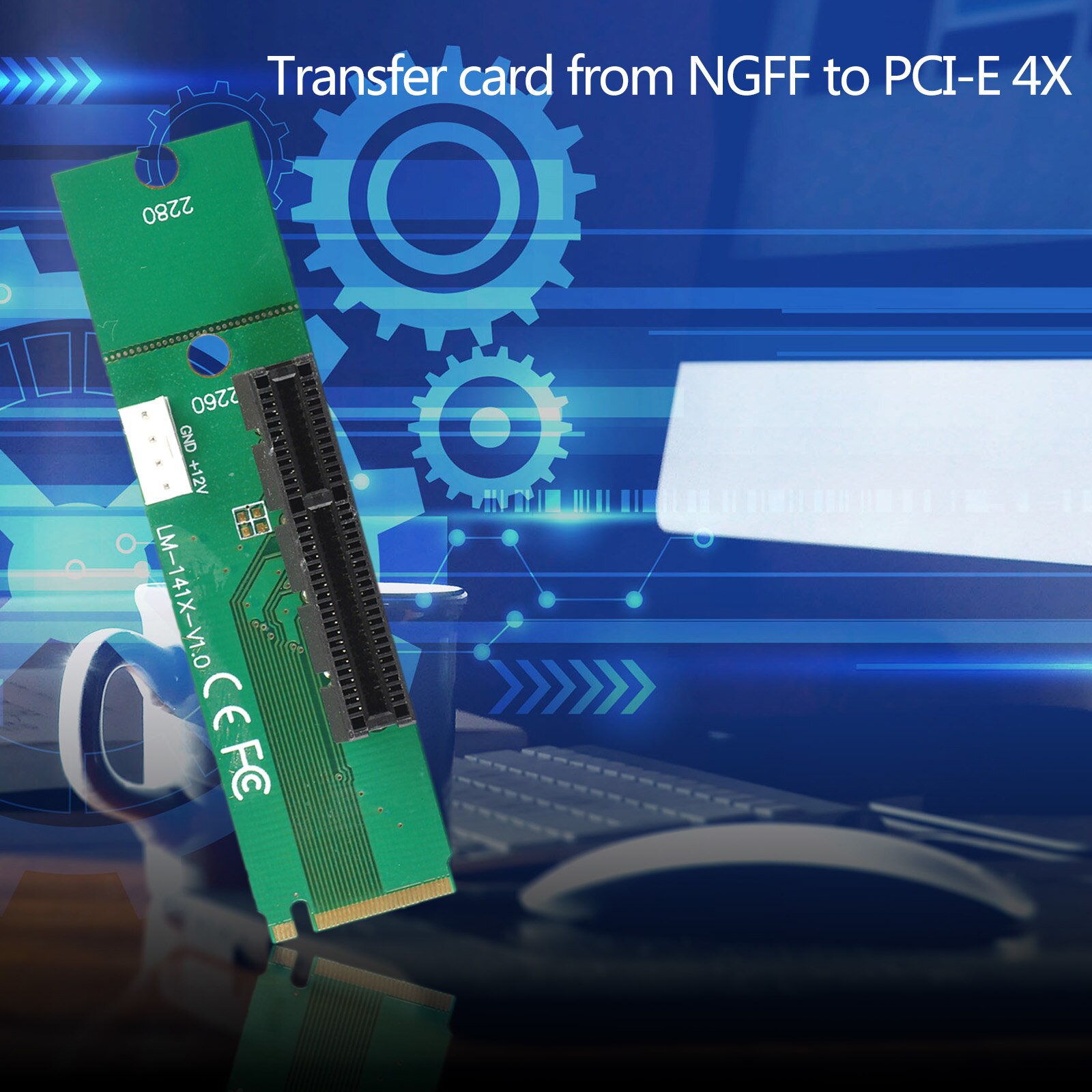 NGFFl Interface to PCIE Converter Adapter Card for Laptop External PCIE X4 Slot Adapter Express Riser Card Computer M.2 to PCIE